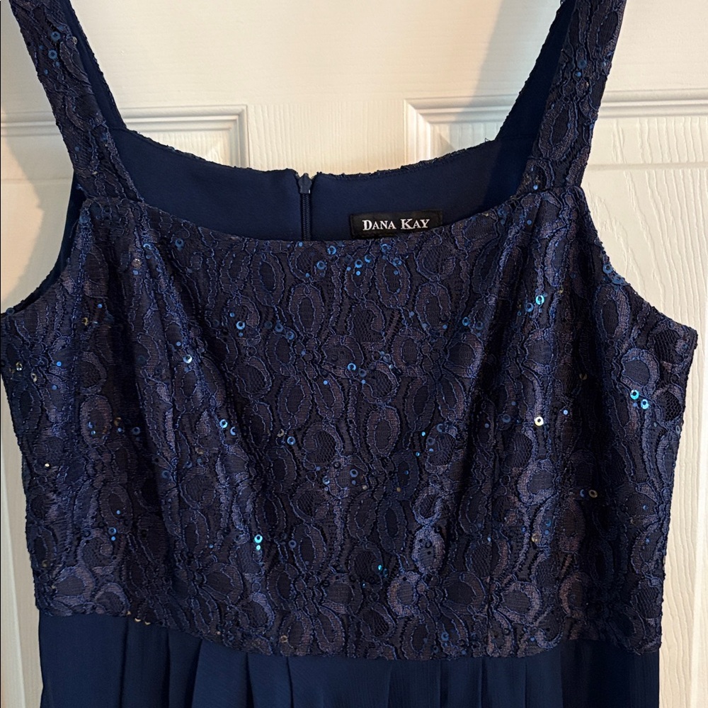 Navy blue sequin topped DRESS size 14. EUC
